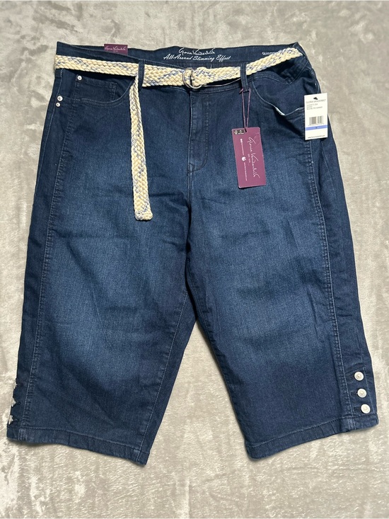 Gloria Vanderbilt Denim - Gloria Vanderbilt Mila Belted Skimmer Capri Jeans Women’s 18 Dark Wash